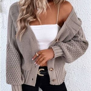 New V neck button down cardigan sweater